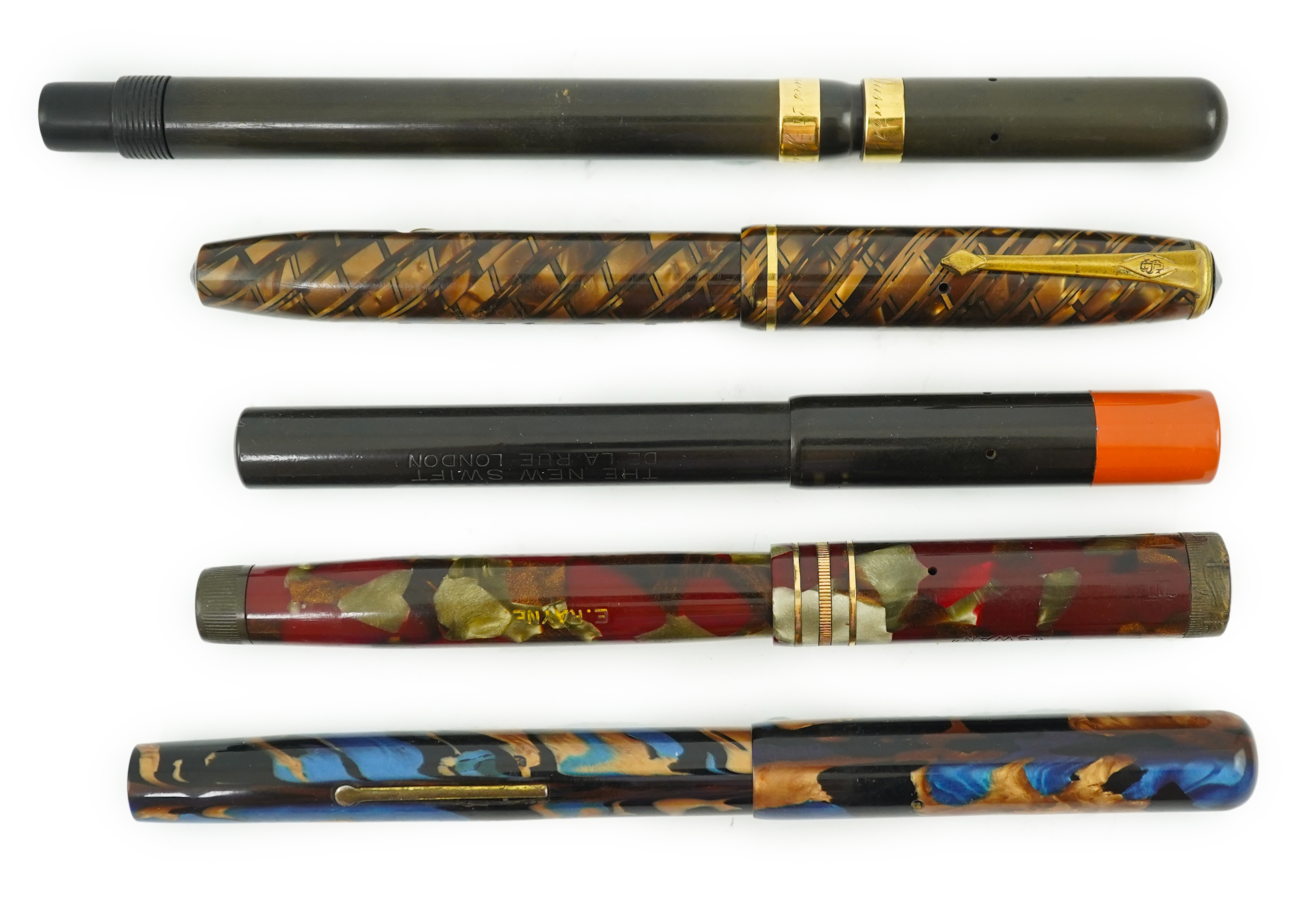 Five UK pens, Swan, Onoto and Conwy Stewart